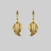 End Of Line IVY. Winter Leaf Hoop Earrings - Gold