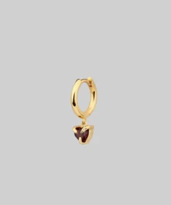 CLASSICS Earrings HEART & SOUL. Garnet Dangly Heart Clicker Ring - Gold