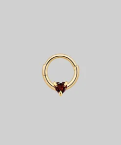 CLASSICS HEART & SOUL. Garnet Heart Septum Clicker Ring - Gold Earrings 11 CLASSICS HEART & SOUL. Garnet Heart Septum Clicker Ring - Gold Earrings