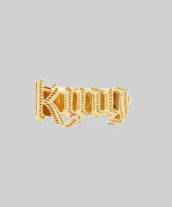 End Of Line King Word Ring - Gold Rings