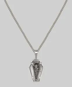 CLASSICS Necklaces & Chains REBIRTH. Rose Under Glass Coffin Necklace - Silver