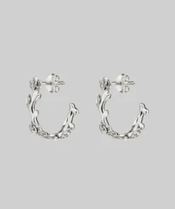 CLASSICS Earrings SARAH. Rose Foliage Hoops - Silver