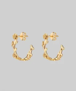 CLASSICS Earrings SARAH. Rose Foliage Hoops - Gold