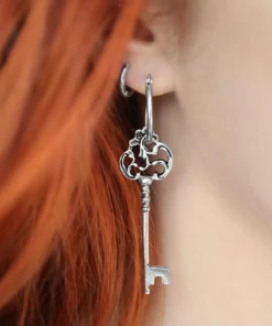 End Of Line VERONA. Skeleton Key Earrings - Silver
