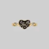 End Of Line MEMENTO MORI. Black Enamel Heart Gold Ring Gold Rings
