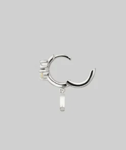 CLASSICS MOONLIGHT. Opal Moon Clicker Hoop Earrings - Silver