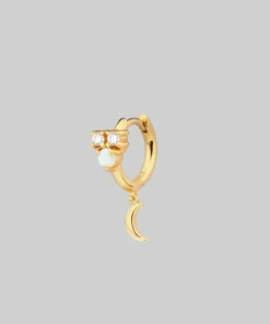 CLASSICS MOONLIGHT. Opal Moon Clicker Hoop Earrings - Gold