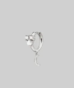 CLASSICS MOONLIGHT. Opal Moon Clicker Hoop Earrings - Silver