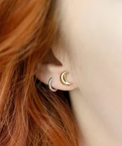 End Of Line LUNA. Moon Crescent 9K Gold Earrings