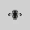 CLASSICS MORI. Black Onyx & Crystal Coffin Silver Ring