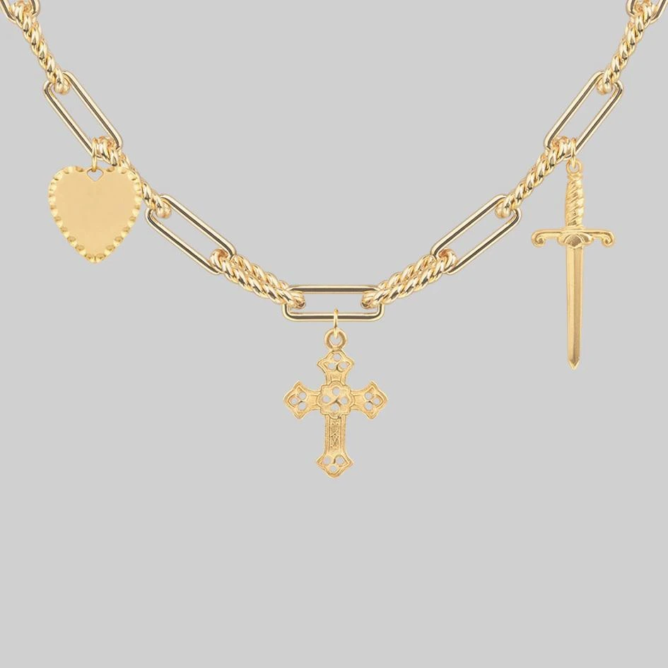 CLASSICS MANIFEST. Multi Charm Chain Necklace - Gold 1 CLASSICS MANIFEST. Multi Charm Chain Necklace - Gold