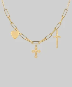 CLASSICS MANIFEST. Multi Charm Chain Necklace - Gold 6 CLASSICS MANIFEST. Multi Charm Chain Necklace - Gold