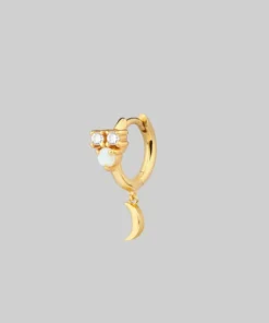 CLASSICS MOONLIGHT. Opal Moon Clicker Hoop Earrings - Gold