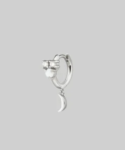 CLASSICS MOONLIGHT. Opal Moon Clicker Hoop Earrings - Silver