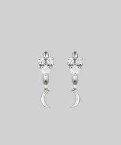 CLASSICS MOONLIGHT. Opal Moon Clicker Hoop Earrings - Silver