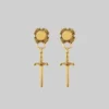 AW21 SACRAMENT. Ornate Shield & Sword Earrings - Gold