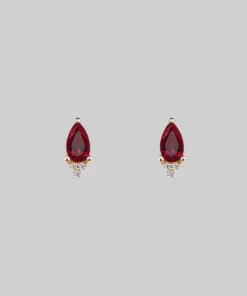 CLASSICS LA BELLE. Garnet & Cubic Zirconia Gold Stud Earrings