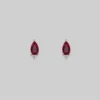 CLASSICS LA BELLE. Garnet & Cubic Zirconia Silver Stud Earrings