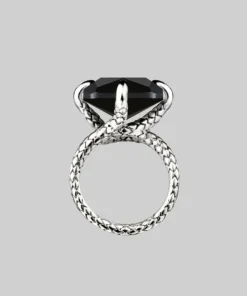 End Of Line DEITY. Onyx Snake Bite Ring - Silver Rings