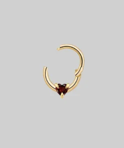 CLASSICS HEART & SOUL. Garnet Heart Septum Clicker Ring - Gold Earrings 10 CLASSICS HEART & SOUL. Garnet Heart Septum Clicker Ring - Gold Earrings