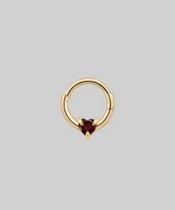 CLASSICS HEART & SOUL. Garnet Heart Septum Clicker Ring - Gold Earrings