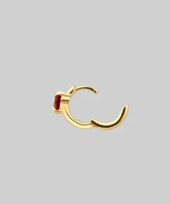 CLASSICS HEART & SOUL. Garnet Heart Hoop Earrings - Gold