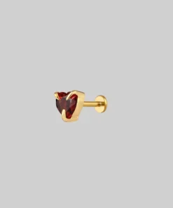 CLASSICS HEART & SOUL. Garnet Heart Stud Earring - Gold