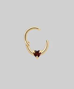 CLASSICS HEART & SOUL. Garnet Heart Septum Clicker Ring - Gold Earrings 12 CLASSICS HEART & SOUL. Garnet Heart Septum Clicker Ring - Gold Earrings