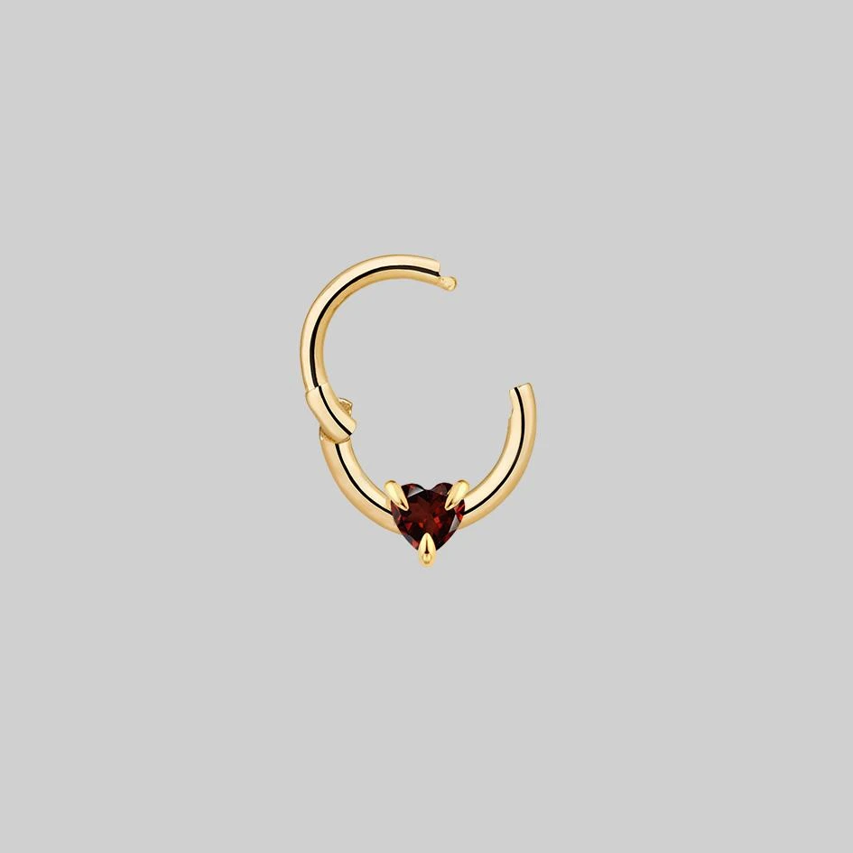 CLASSICS HEART & SOUL. Garnet Heart Septum Clicker Ring - Gold Earrings 6 CLASSICS HEART & SOUL. Garnet Heart Septum Clicker Ring - Gold Earrings