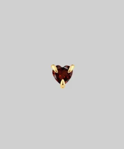 CLASSICS HEART & SOUL. Garnet Heart Stud Earring - Gold