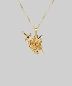 AW21 RHAPSODY. Dagger Through Rose Necklace - Gold Necklaces & Chains
