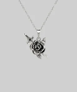 AW21 Necklaces & Chains RHAPSODY. Dagger Through Rose Necklace - Silver