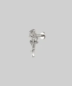 CLASSICS Earrings AMOR. Silver Rose Stem Stud Earring - Helix/Tragus