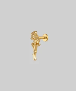 CLASSICS Earrings AMOR. Gold Rose Stem Stud Earring - Helix/Tragus