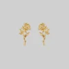 CLASSICS AMOR. Rose Stem Stud Earrings - Gold