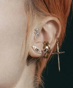 CLASSICS Earrings AMOR. Silver Rose Stem Stud Earring - Helix/Tragus