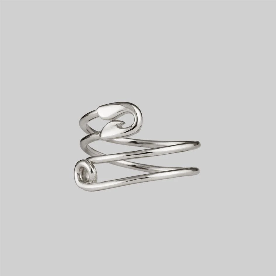 CLASSICS SOLENE. Safety Pin Wrap Ring -Silver 2 CLASSICS SOLENE. Safety Pin Wrap Ring -Silver
