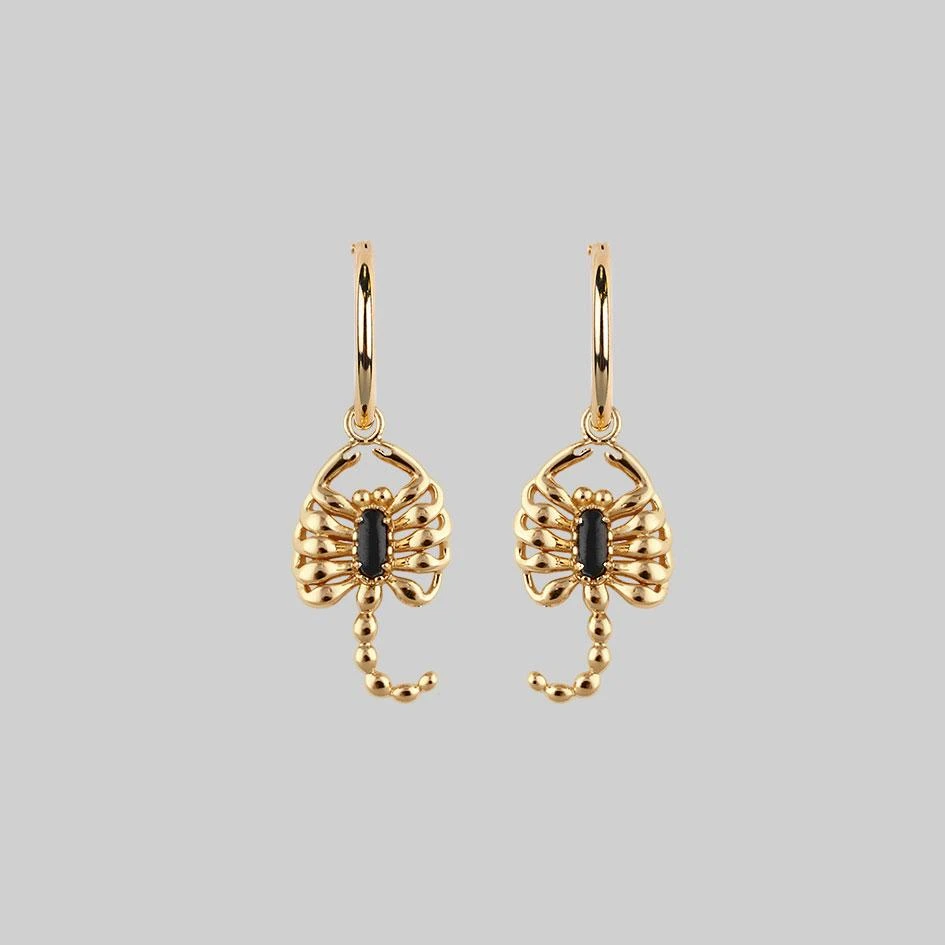 CLASSICS VELES. Scorpion Onyx Hoop Earrings - Gold 3 CLASSICS VELES. Scorpion Onyx Hoop Earrings - Gold