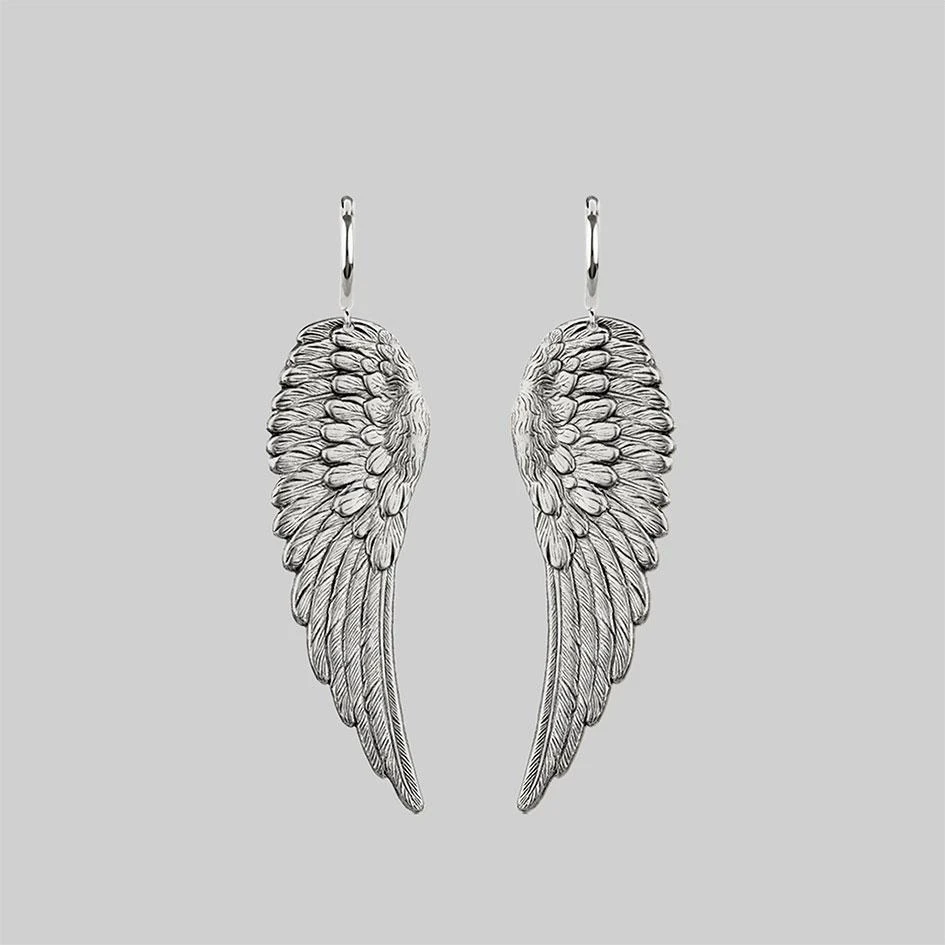 CLASSICS FALLEN SAINT. Angel Wing Hoop Earrings - Silver 1 CLASSICS FALLEN SAINT. Angel Wing Hoop Earrings - Silver