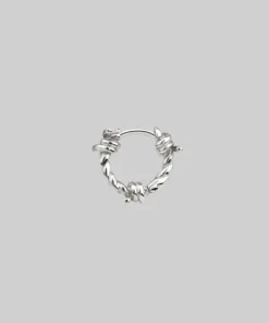 CLASSICS SURVIVAL. Symbolic Barbed Wire Clicker Hoop Earrings - Silver