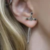 CLASSICS SLAY. Black Spinel Silver Dagger Single Earring Earrings