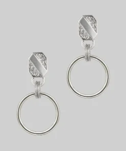 AW21 RITUAL. Ornate Shield Hoop Earrings - Silver