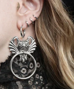 CLASSICS DRAKKAR. Gargoyle Knocker Hoop Earrings - Silver