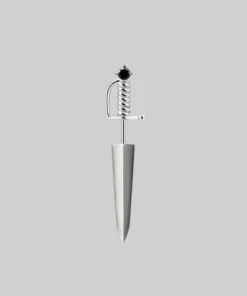 CLASSICS Earrings SALEM. Black Spinel Short Dagger Single Earring - Silver