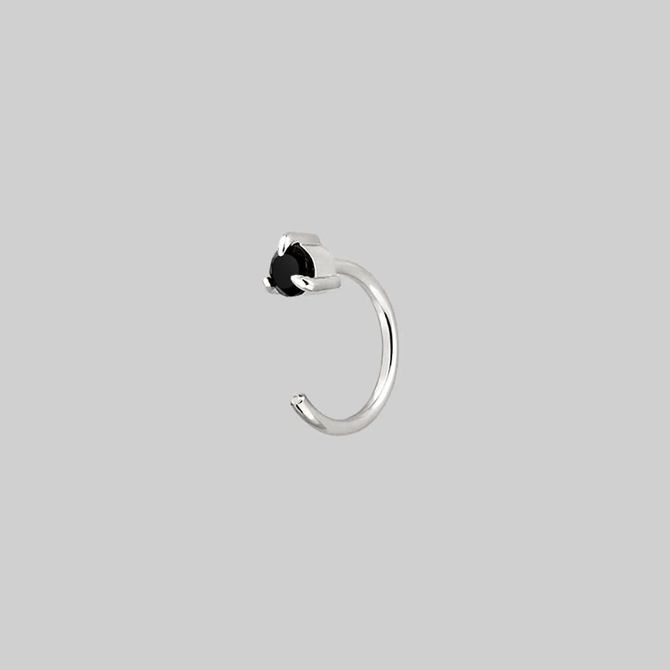 CLASSICS Round Black Spinel Huggie Hoop Earrings - Silver 1 CLASSICS Round Black Spinel Huggie Hoop Earrings - Silver