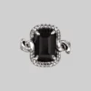 BLACK FRIDAY 2021 MALICE. Black Spinel Coiled Snake Cocktail Ring - Silver