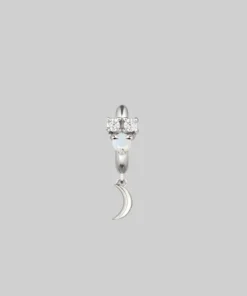 CLASSICS MOONLIGHT. Opal Moon Clicker Hoop Earrings - Silver