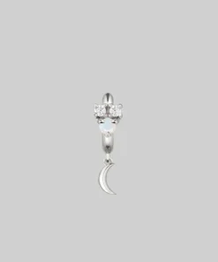 CLASSICS MOONLIGHT. Opal Moon Clicker Hoop Earrings - Silver