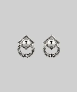 AW21 DEFEND. Ornate Grand Door Knocker Earrings - Silver
