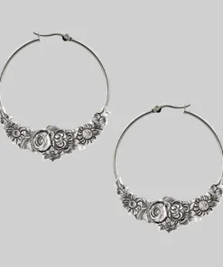 CLASSICS EMINENCE. Romantic Floral Hoop Earrings - Silver